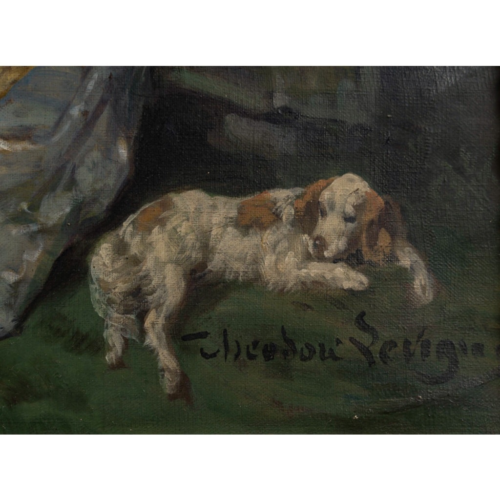 Théodore Levigne (1848-1912) - Le Jeu de Colin Maillard, huile sur toile, vers 1880-1890 